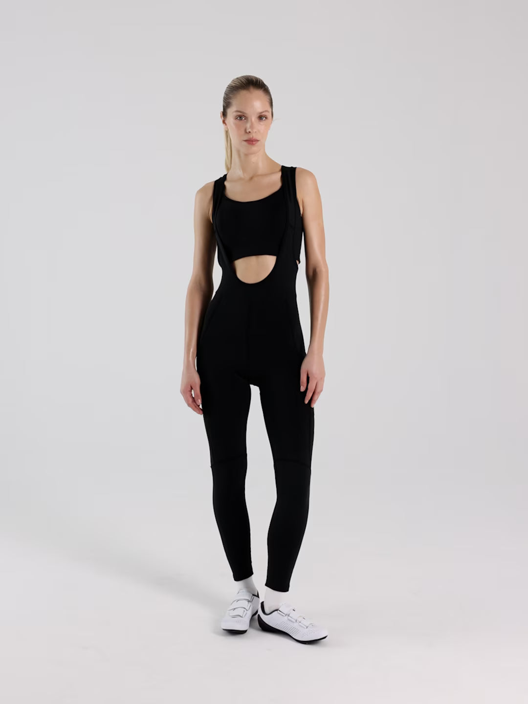 Legginsy rowerowe z żelowo-piankową wkładką i szelkami damskie