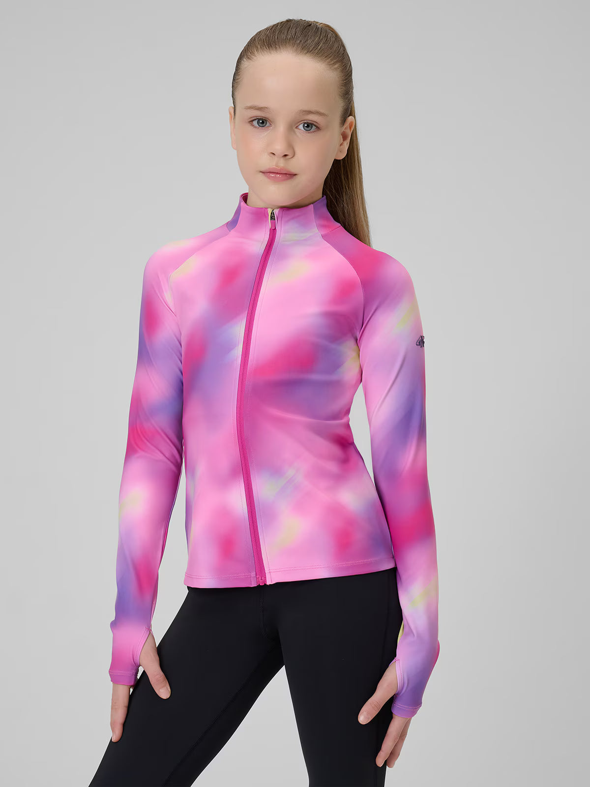 Bluza sportowa slim bez kaptura dziewczęca