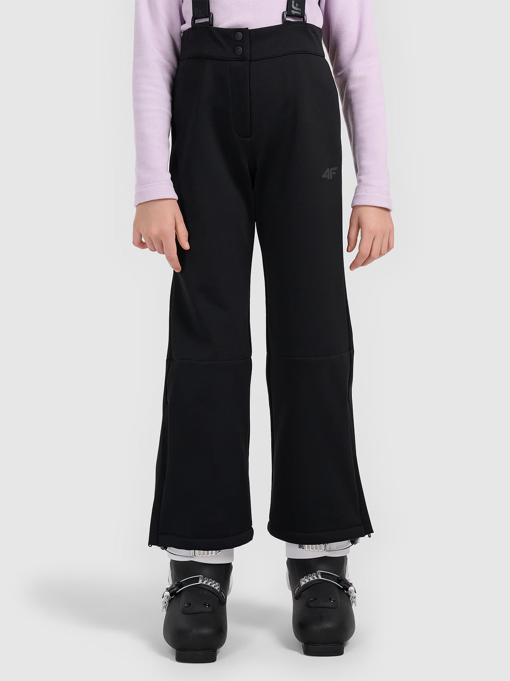 Spodnie narciarskie softshell z szelkami membrana 5000 dziewczęce
