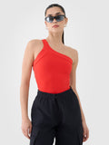 Crop-top slim z asymetrycznym ramiączkiem damski