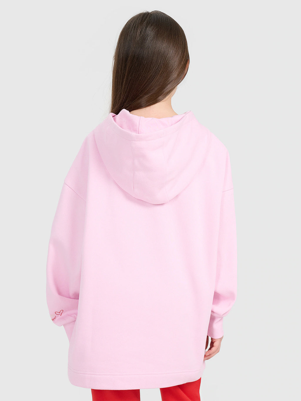 Bluza dresowa oversize nierozpinana z kapturem dziewczęca
