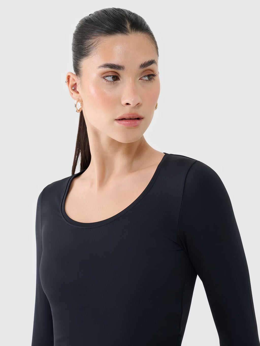 Longsleeve slim gładki damski