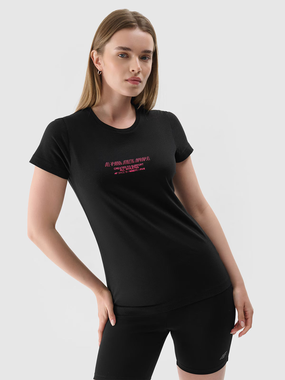 T-shirt slim z nadrukiem damski
