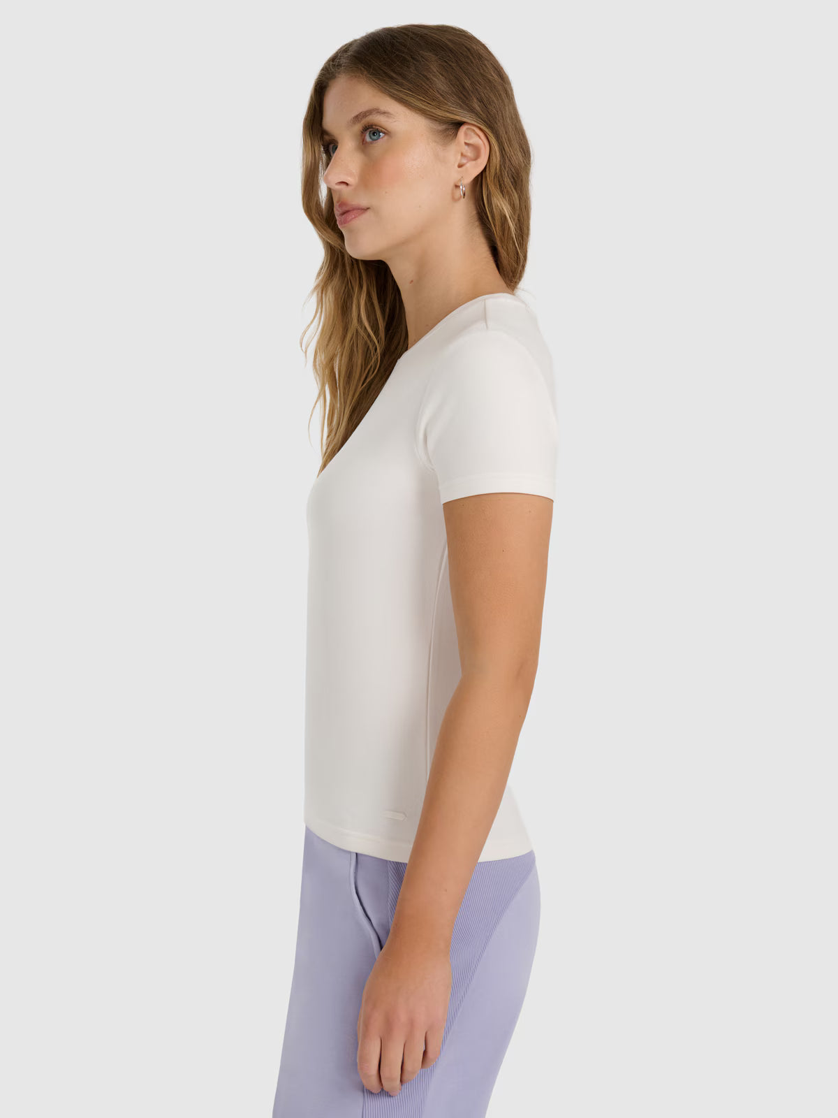 T-shirt z prążkowanej dzianiny z modalem damski