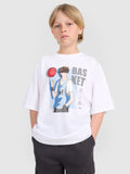 T-shirt oversize z nadrukiem chłopięcy