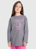 Longsleeve oversize z nadrukiem dziewczęcy