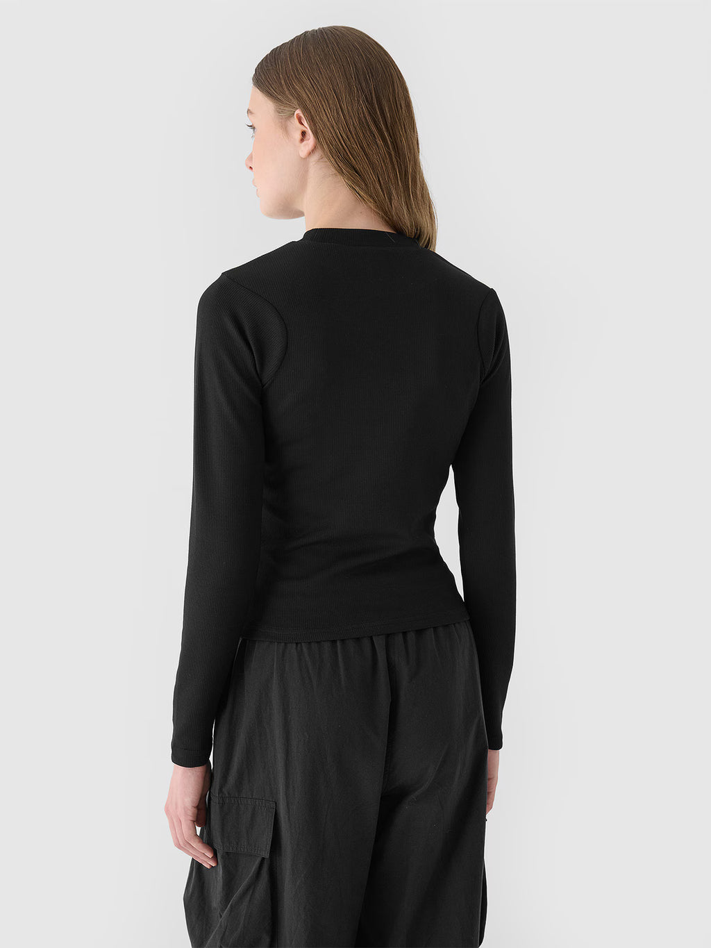 Longsleeve slim z prążkowanej dzianiny z modalem damski