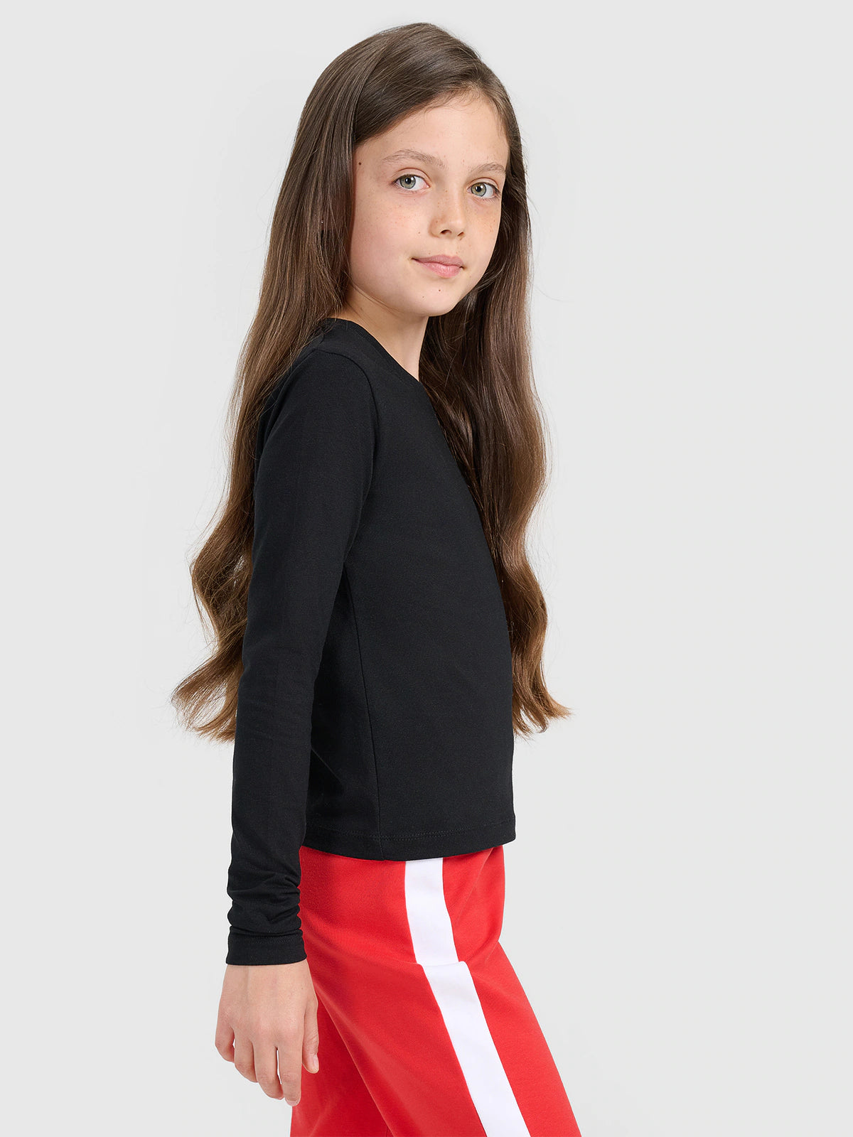 Longsleeve slim gładki dziewczęcy