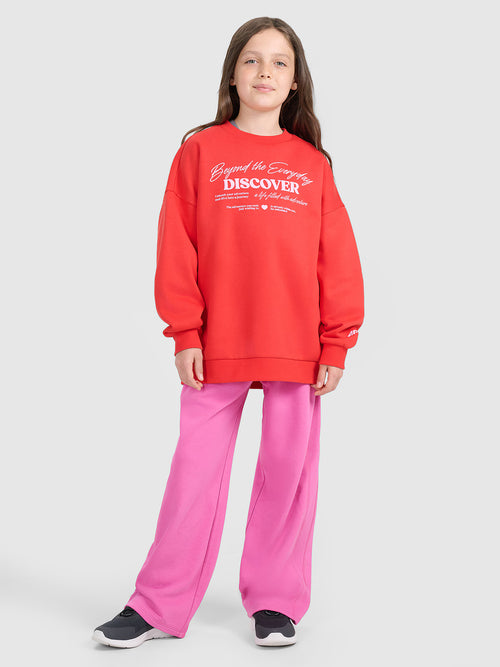 Bluza dresowa oversize nierozpinana bez kaptura dziewczęca