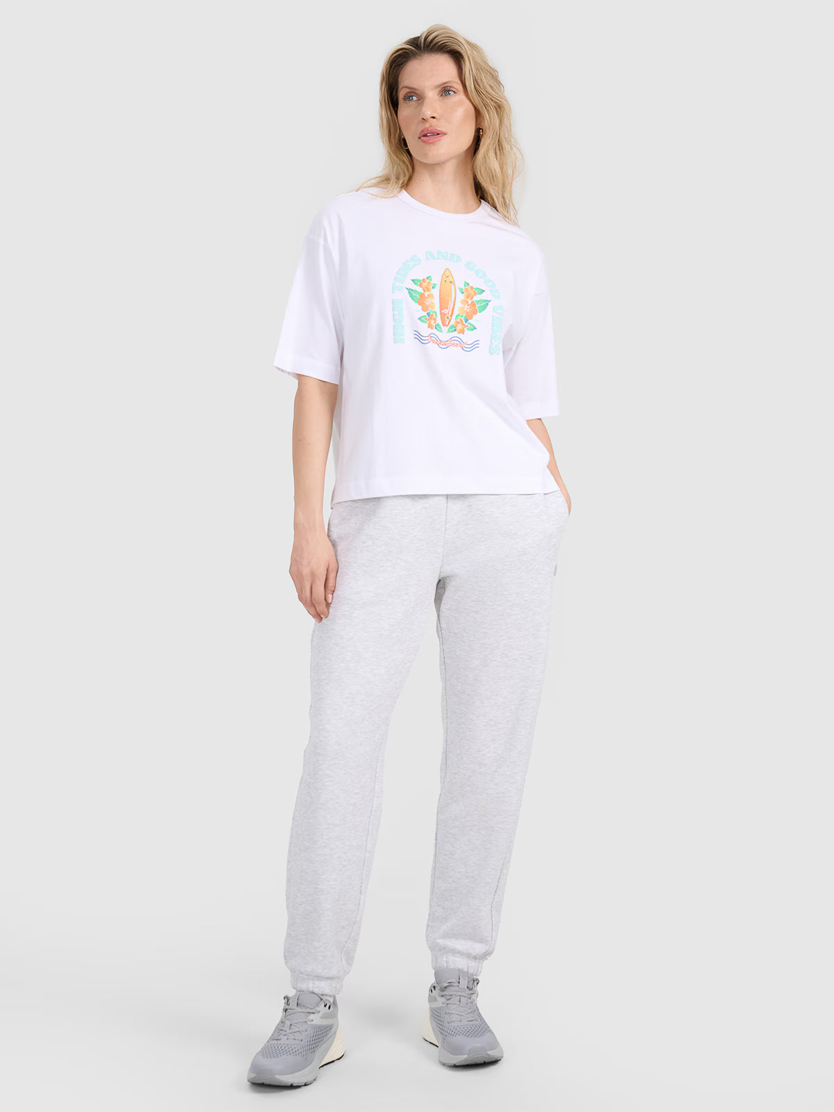T-shirt oversize z nadrukiem damski