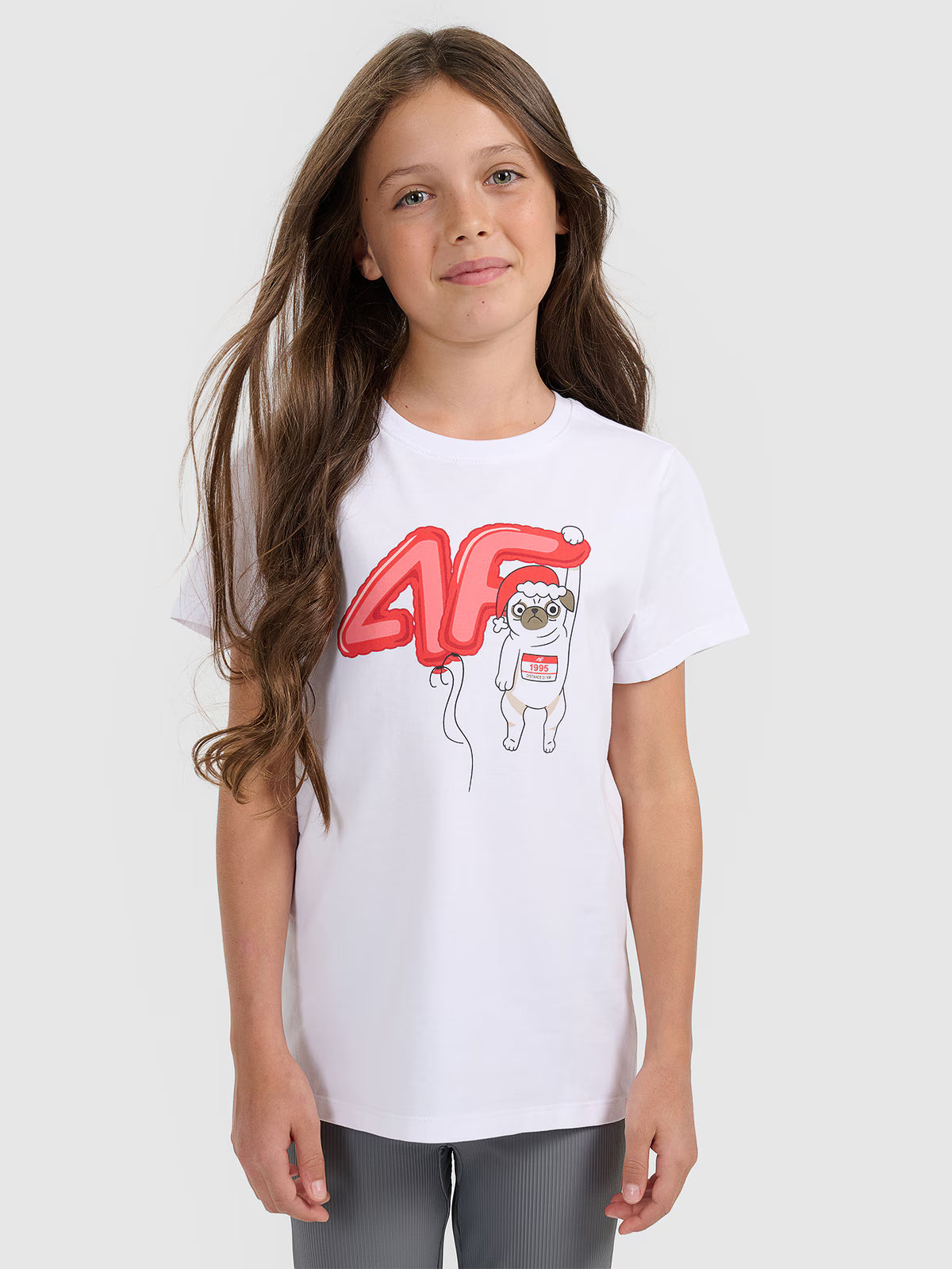 T-shirt regular z nadrukiem świątecznym dziewczęcy