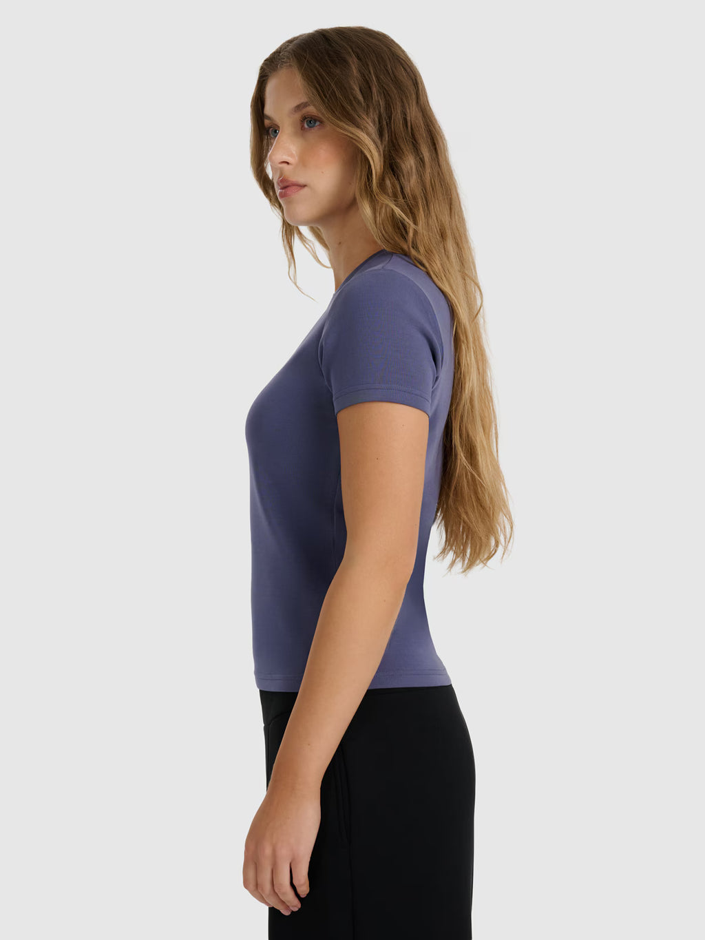 T-shirt z prążkowanej dzianiny z modalem damski