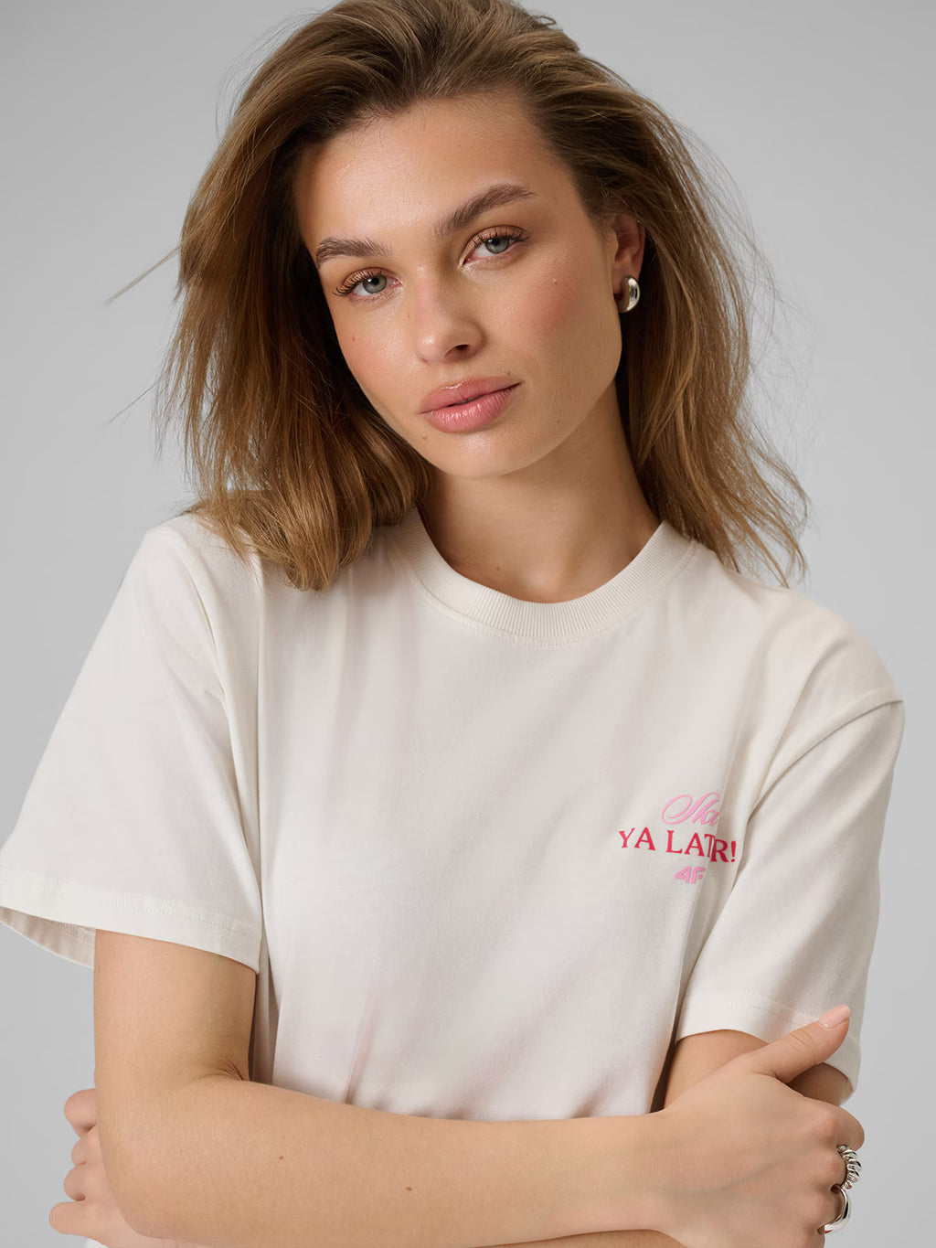 T-shirt loose z nadrukiem damski