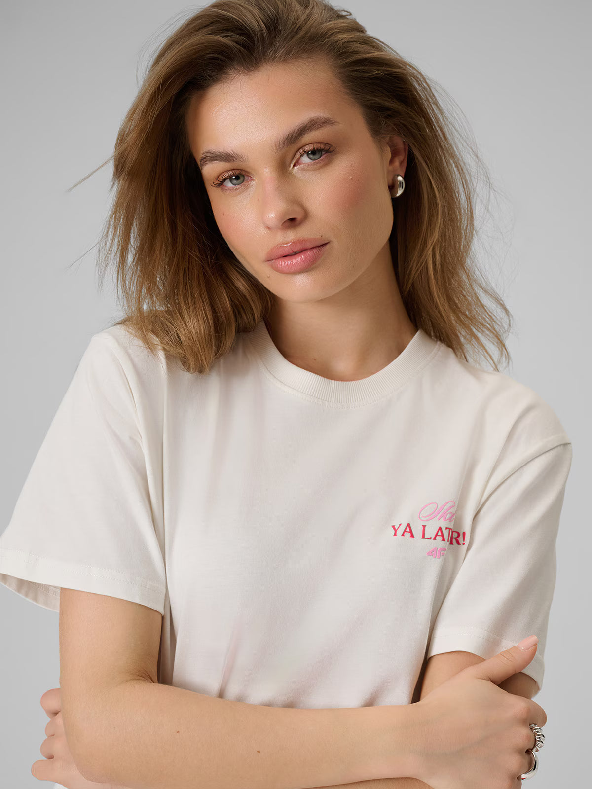 T-shirt loose z nadrukiem damski