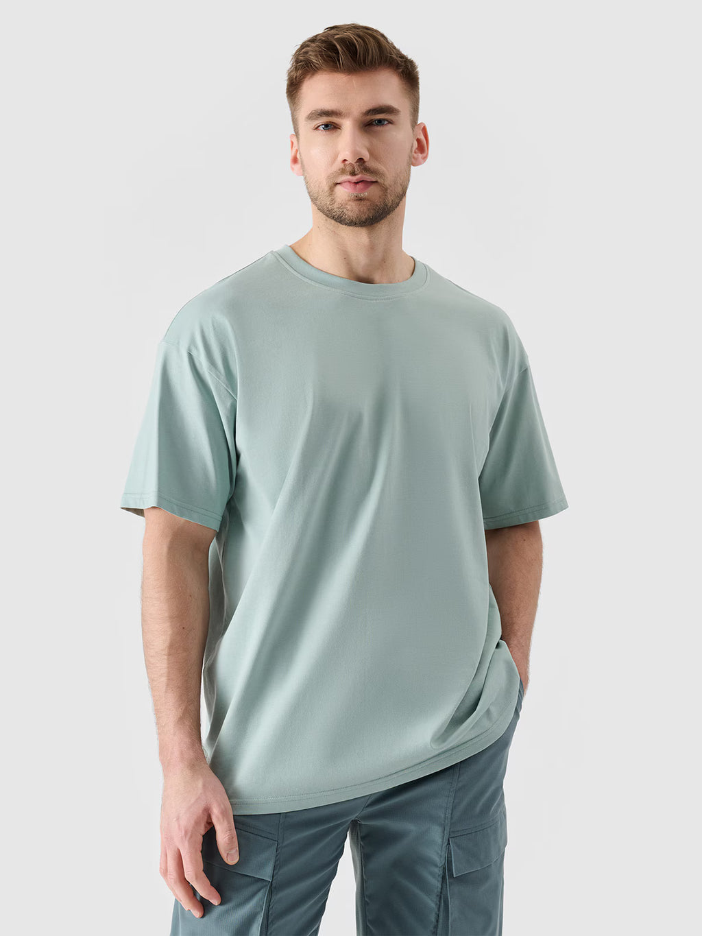 T-shirt oversize z nadrukiem męski