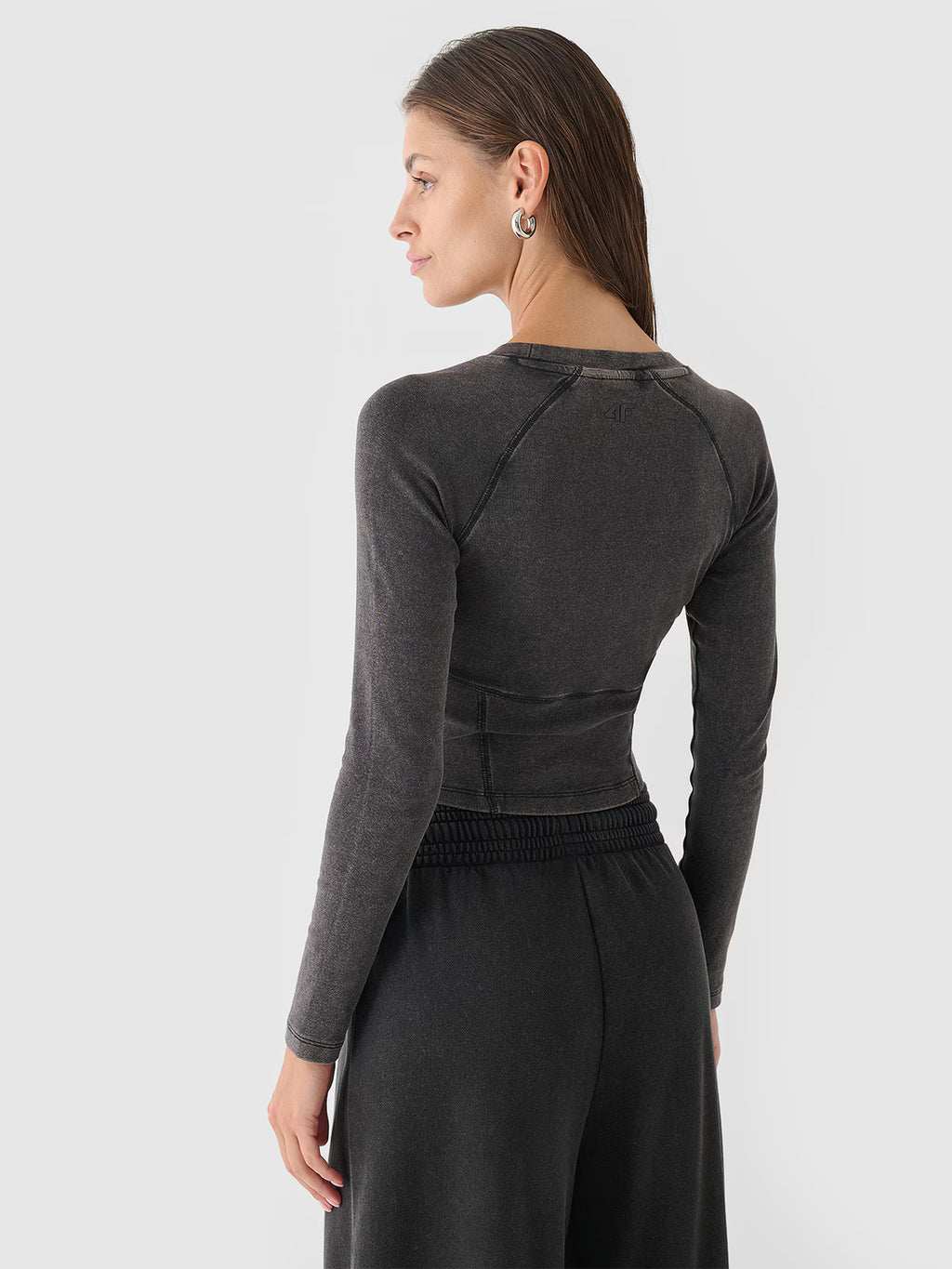 Longsleeve cropped gładki damski