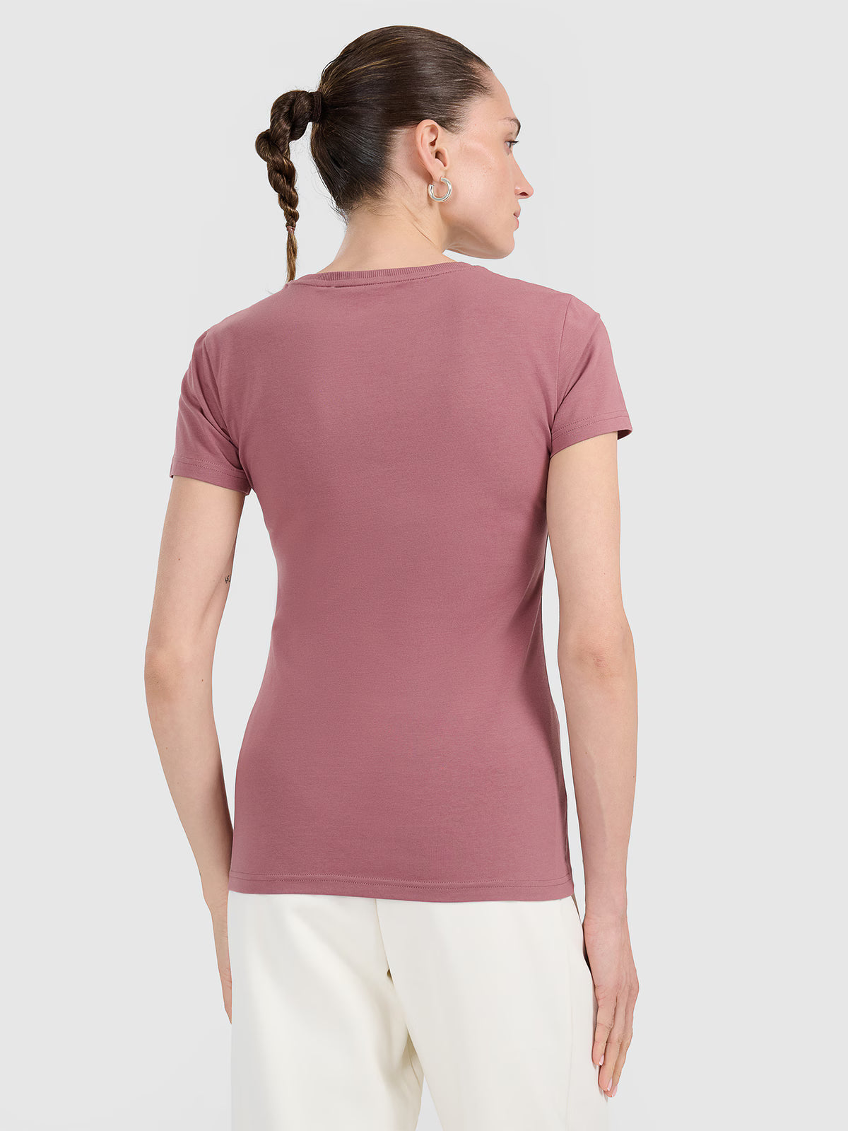 T-shirt slim gładki damski