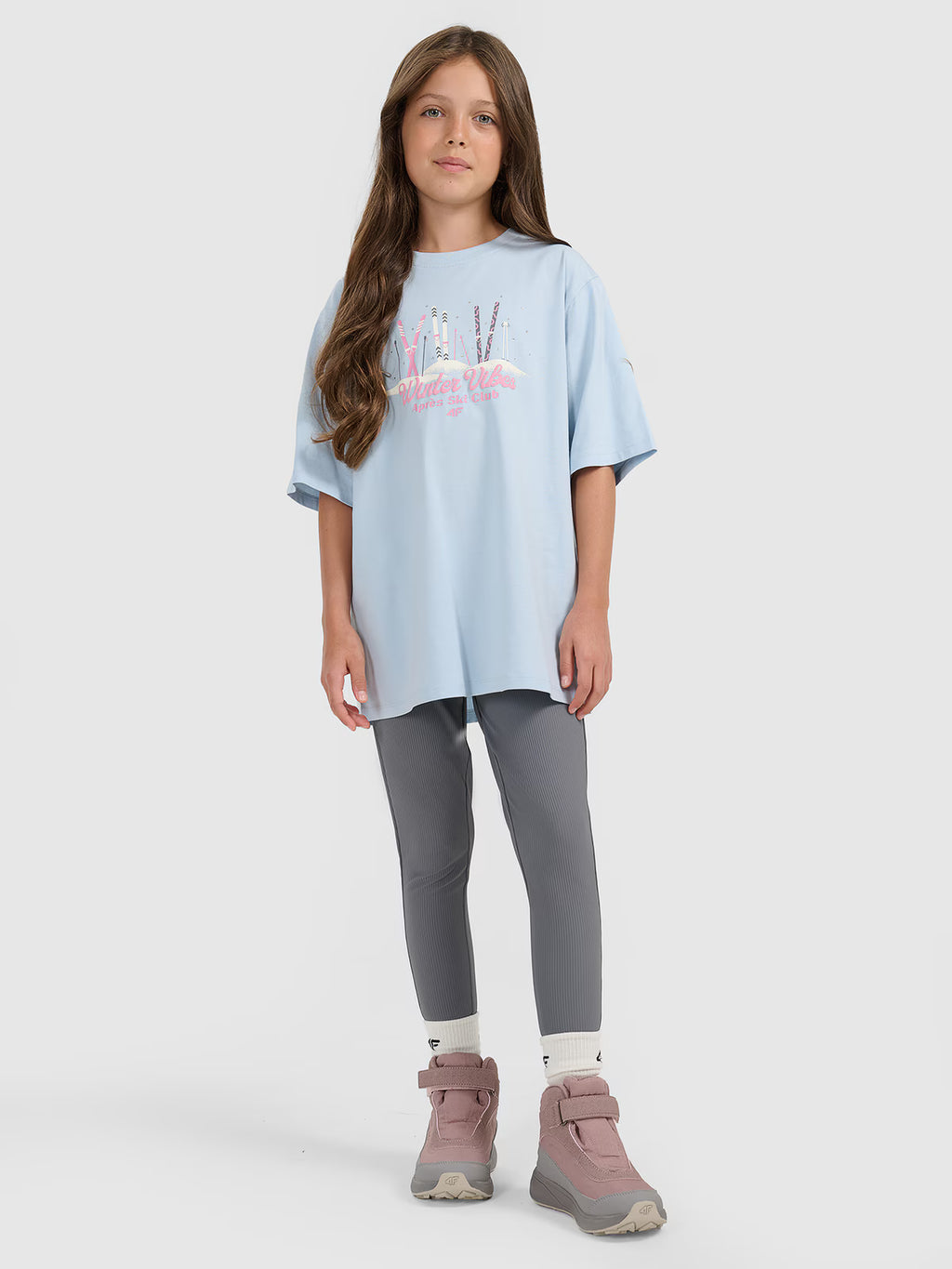 T-shirt loose z nadrukiem dziewczęcy
