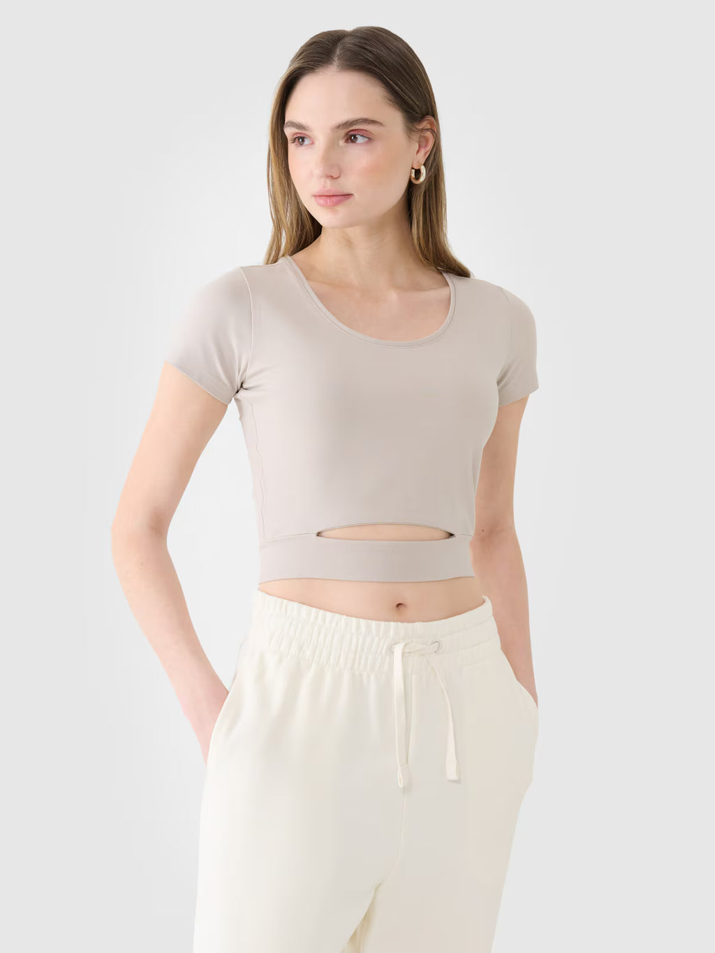 T-shirt crop top gładki damski