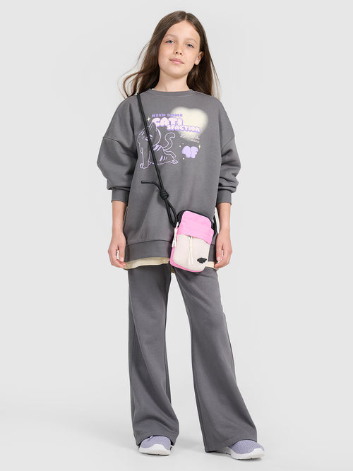 Bluza dresowa oversize nierozpinana bez kaptura dziewczęca