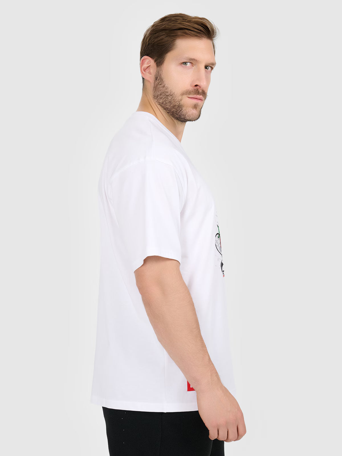 T-shirt loose z nadrukiem męski