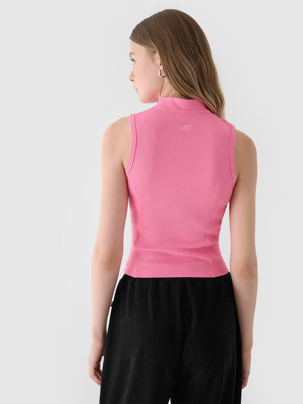 Top slim z prążkowanej dzianiny damski
