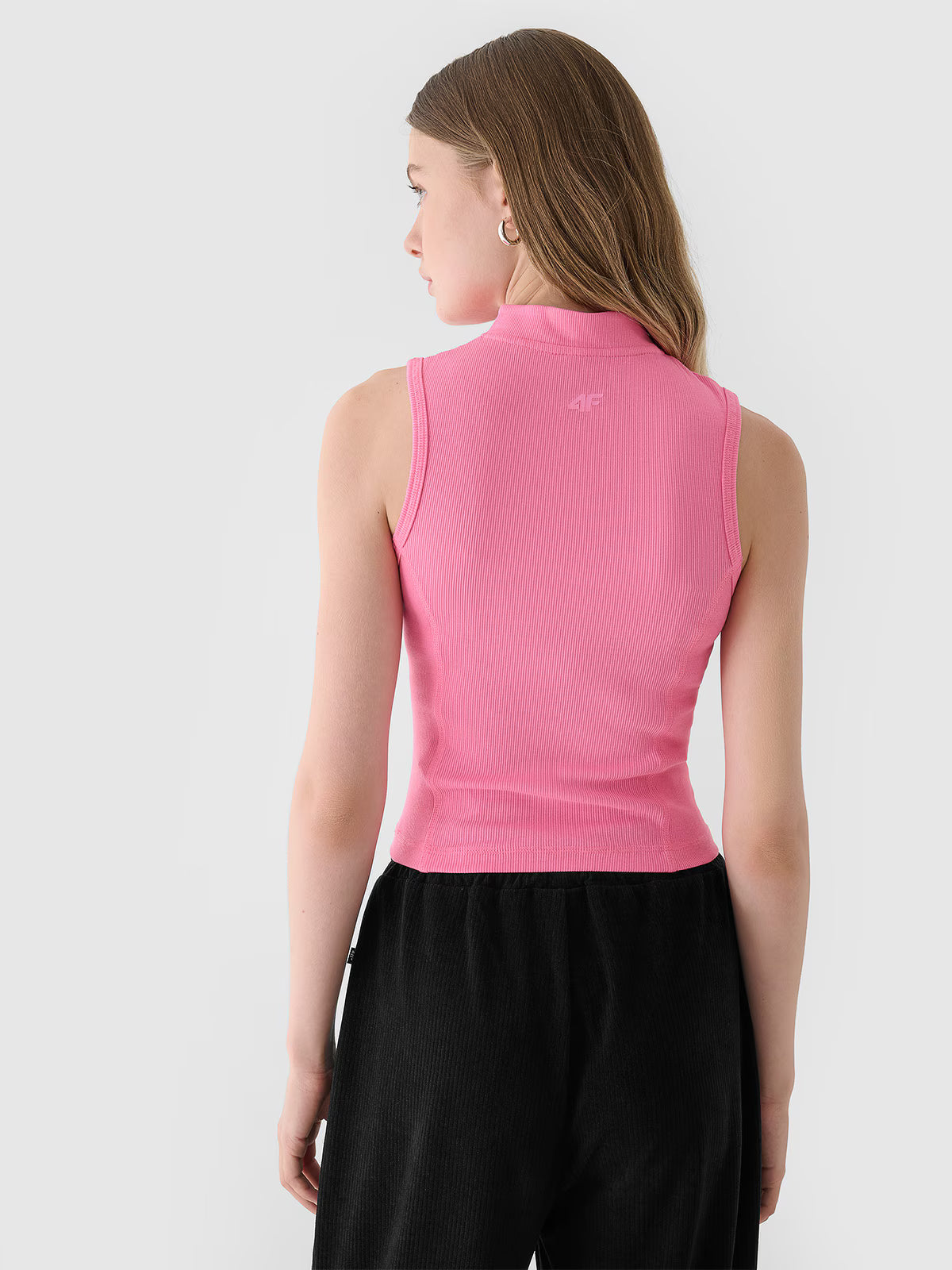 Top slim z prążkowanej dzianiny damski