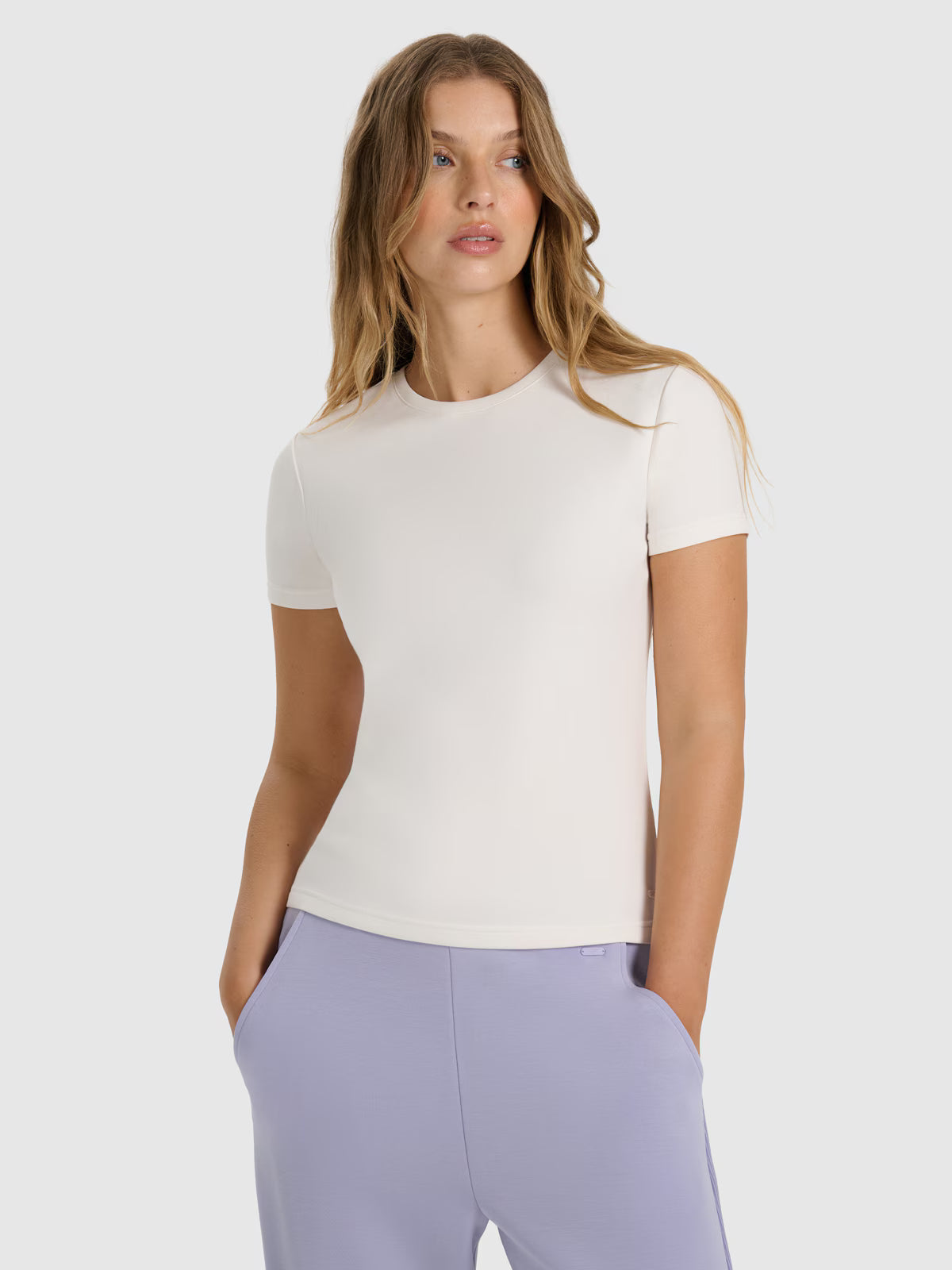 T-shirt z prążkowanej dzianiny z modalem damski