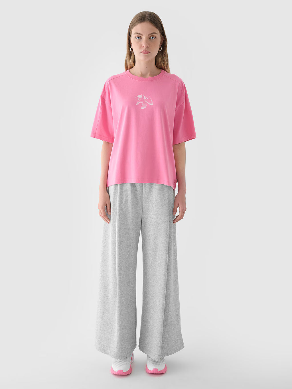 T-shirt oversize z nadrukiem damski