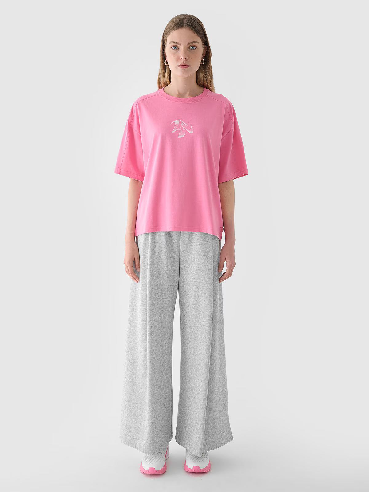 T-shirt oversize z nadrukiem damski