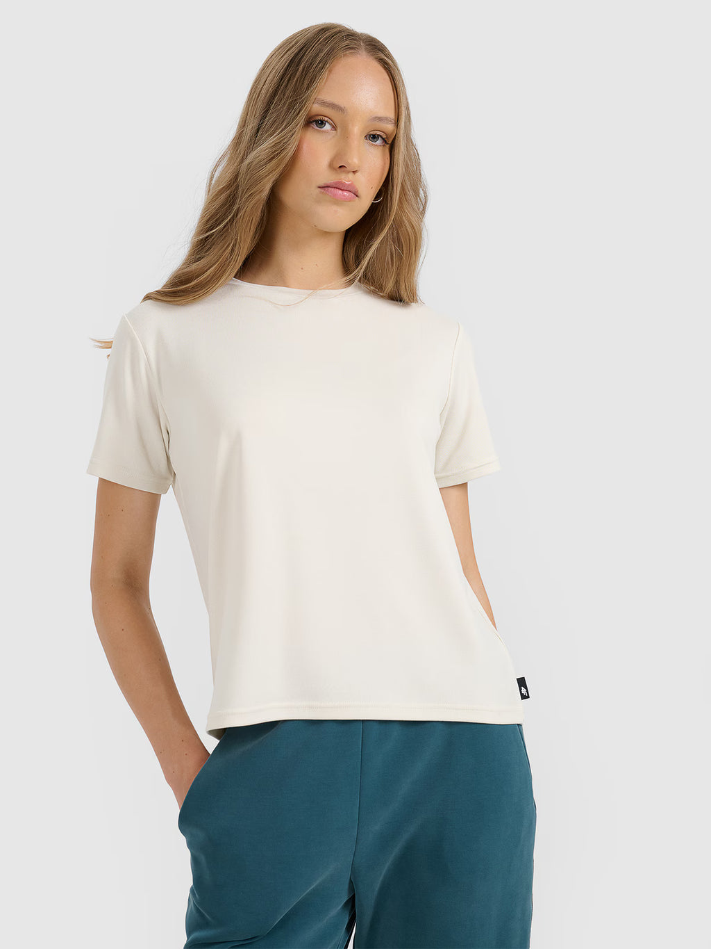 T-shirt z prążkowanej dzianiny z modalem damski