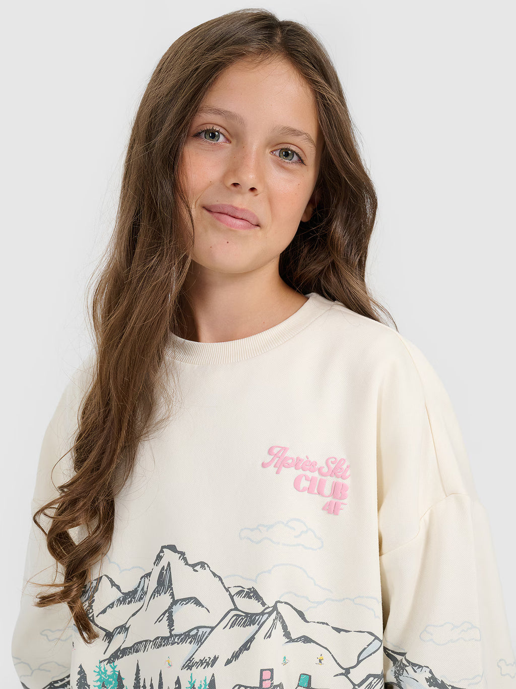 Bluza dresowa loose nierozpinana bez kaptura dziewczęca