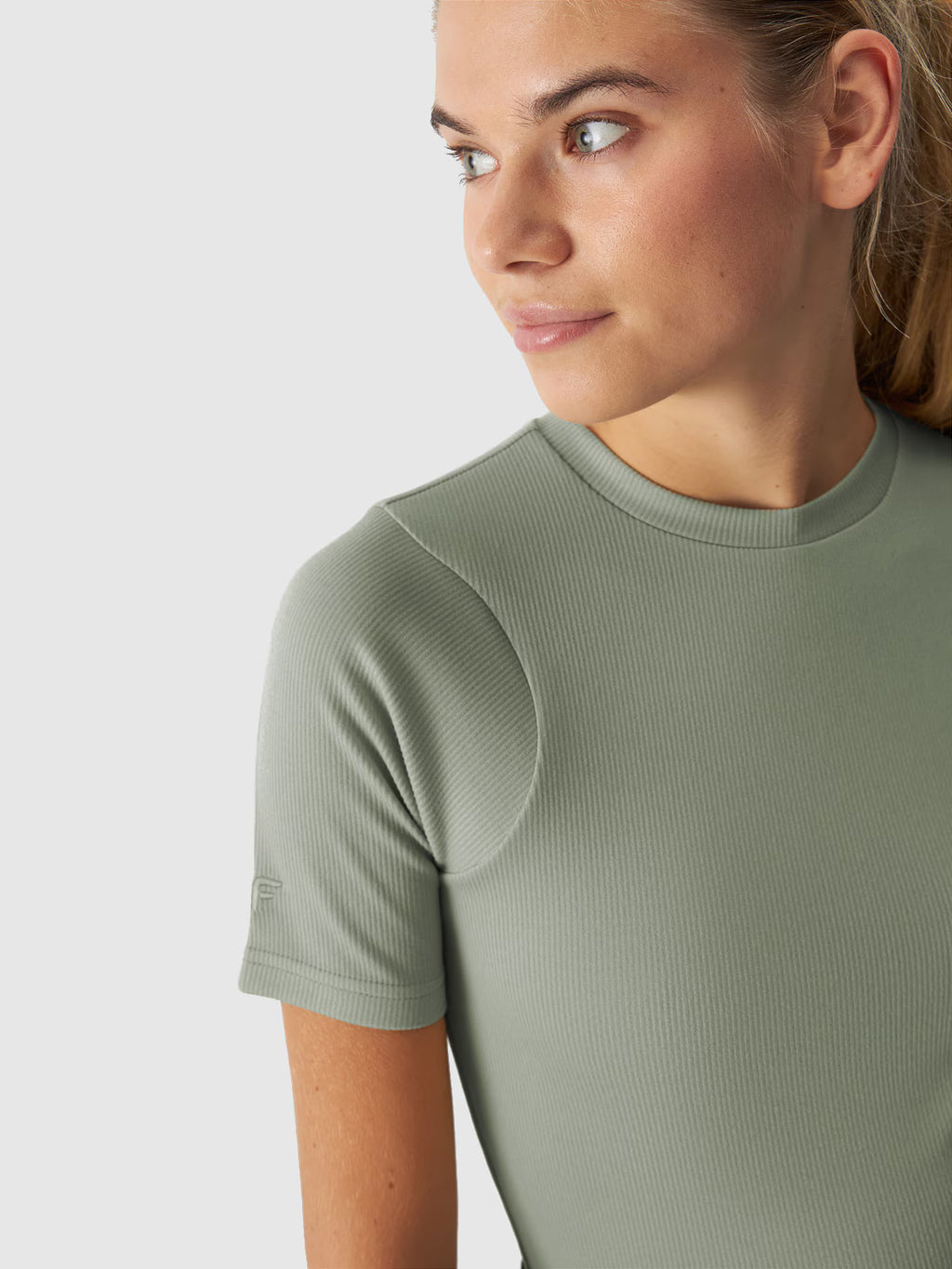 T-shirt slim crop-top gładki damski