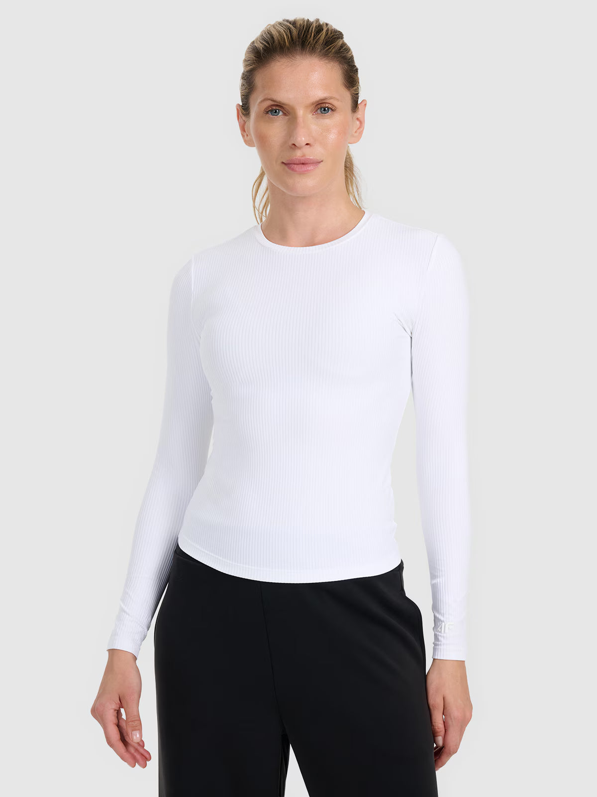 Longsleeve slim z prążkowanej dzianiny damski