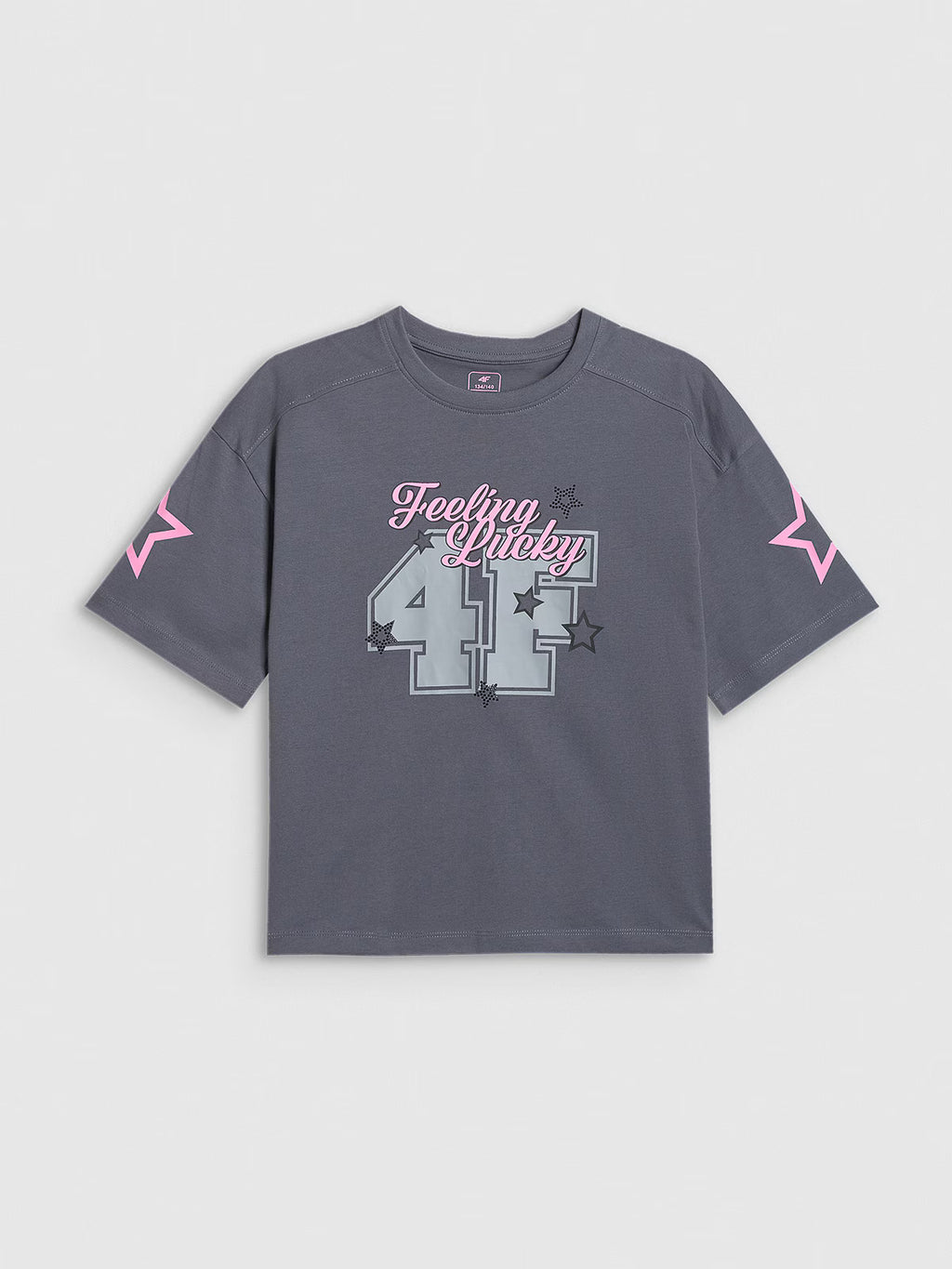 T-shirt loose z nadrukiem dziewczęcy
