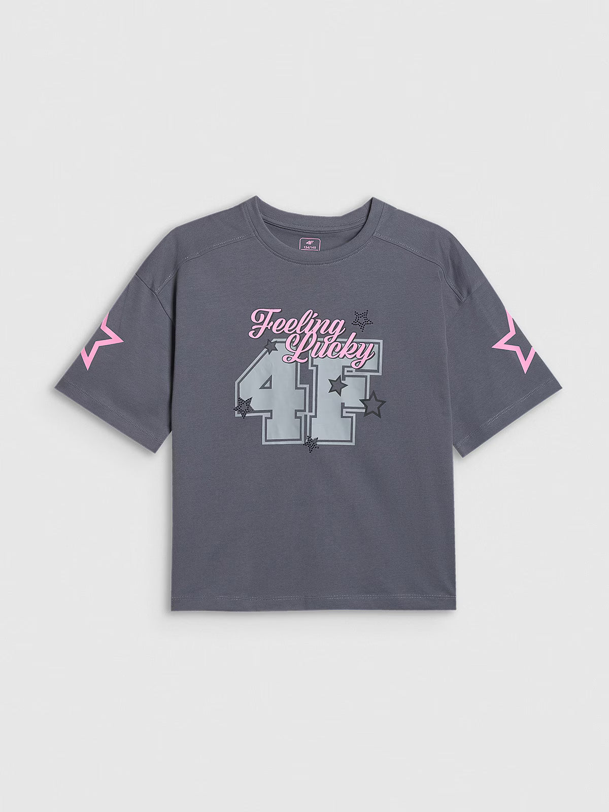 T-shirt loose z nadrukiem dziewczęcy