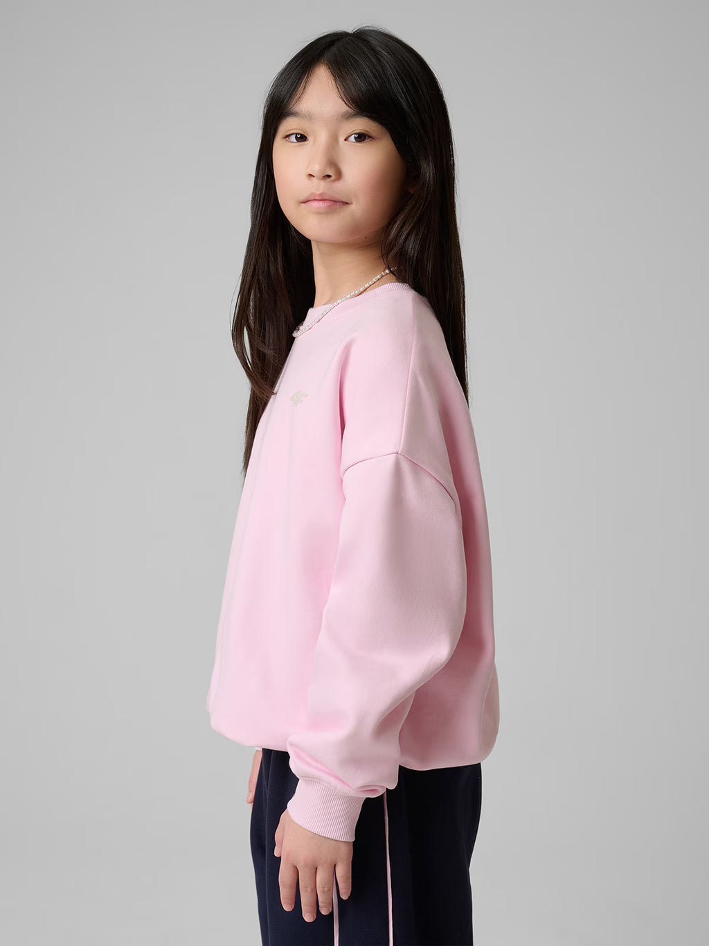 Bluza dresowa loose bez kaptura dziewczęca