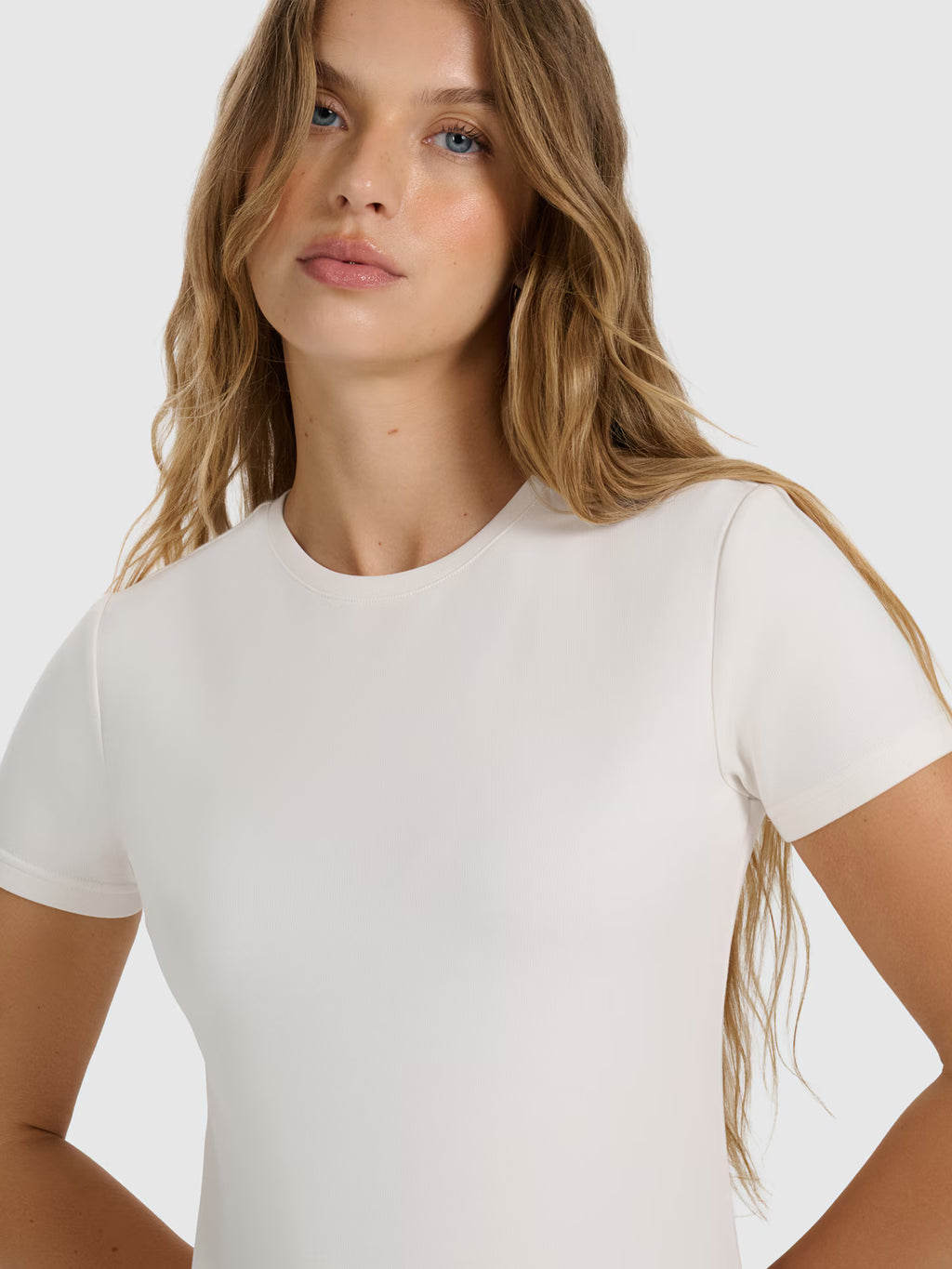 T-shirt z prążkowanej dzianiny z modalem damski