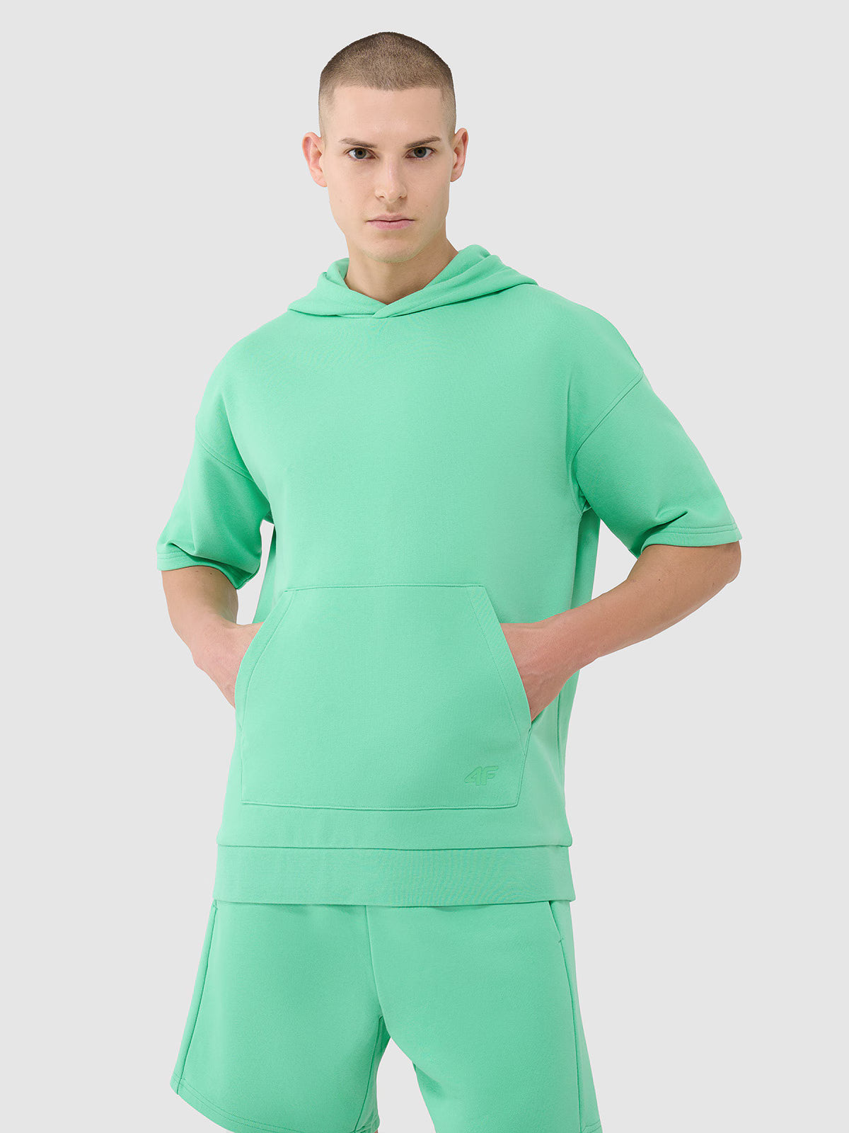 Bluza z krótkim rękawem z kapturem męska