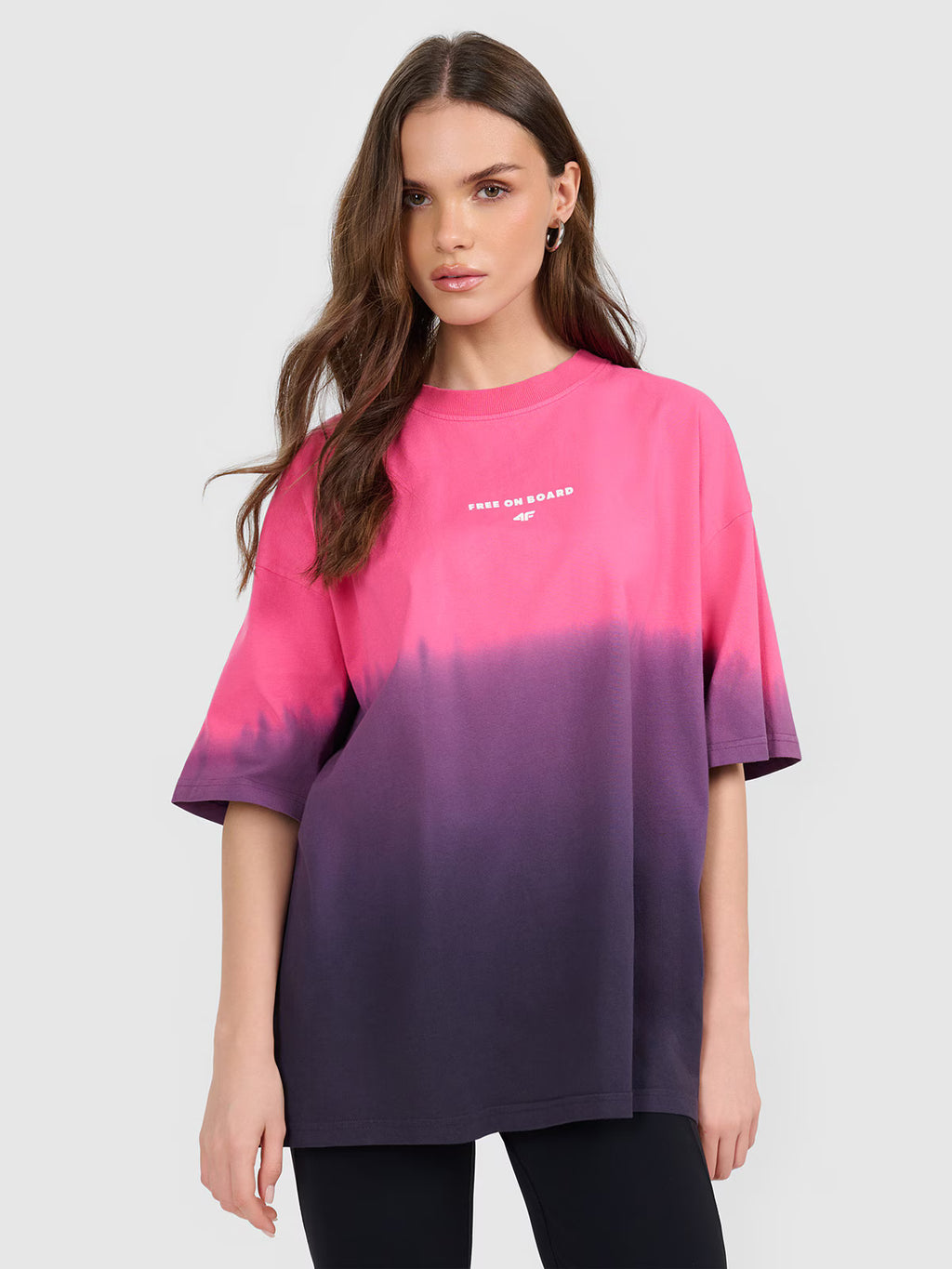 T-shirt loose z nadrukiem damski
