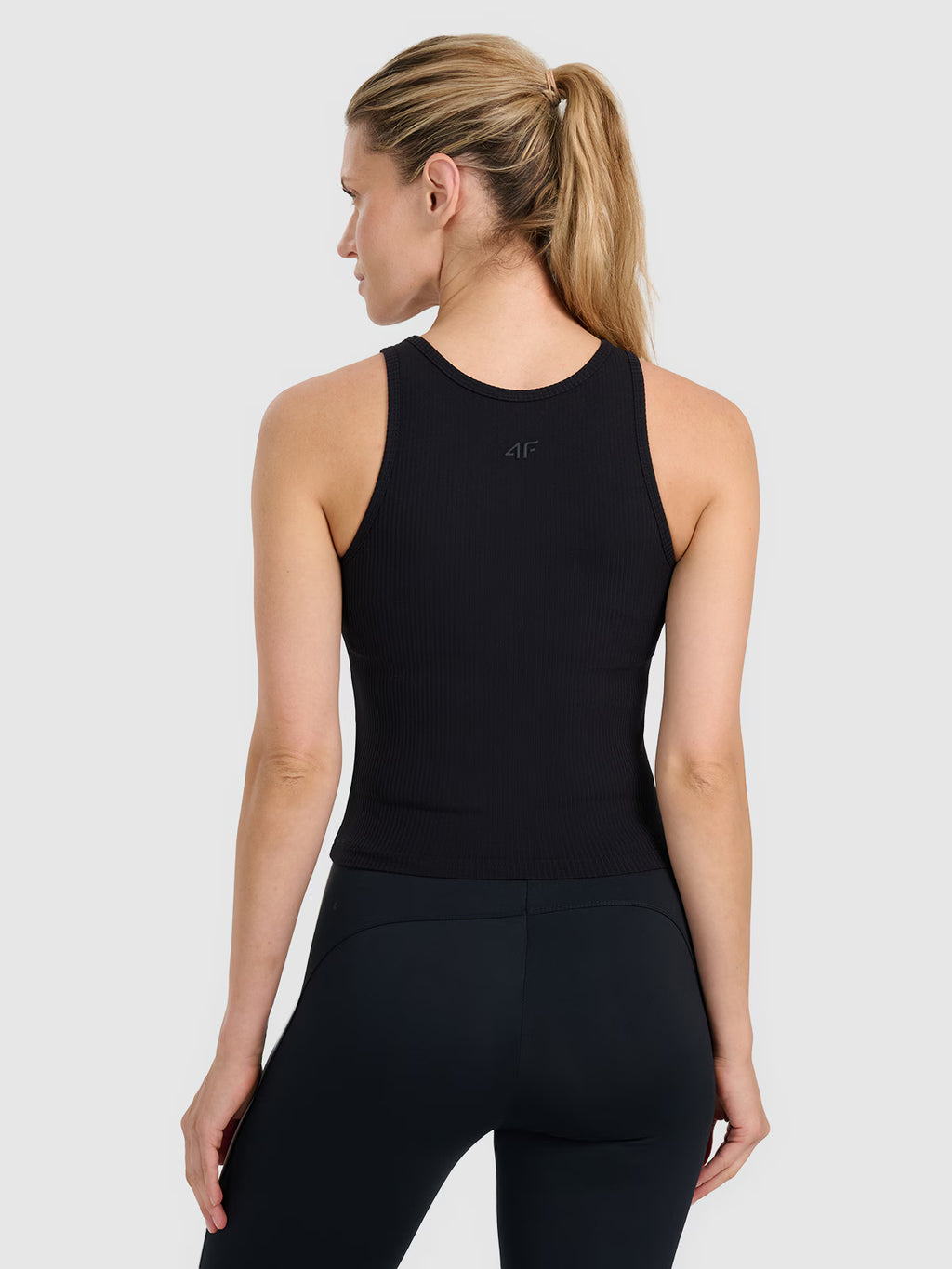 Top slim z prążkowanej dzianiny damski