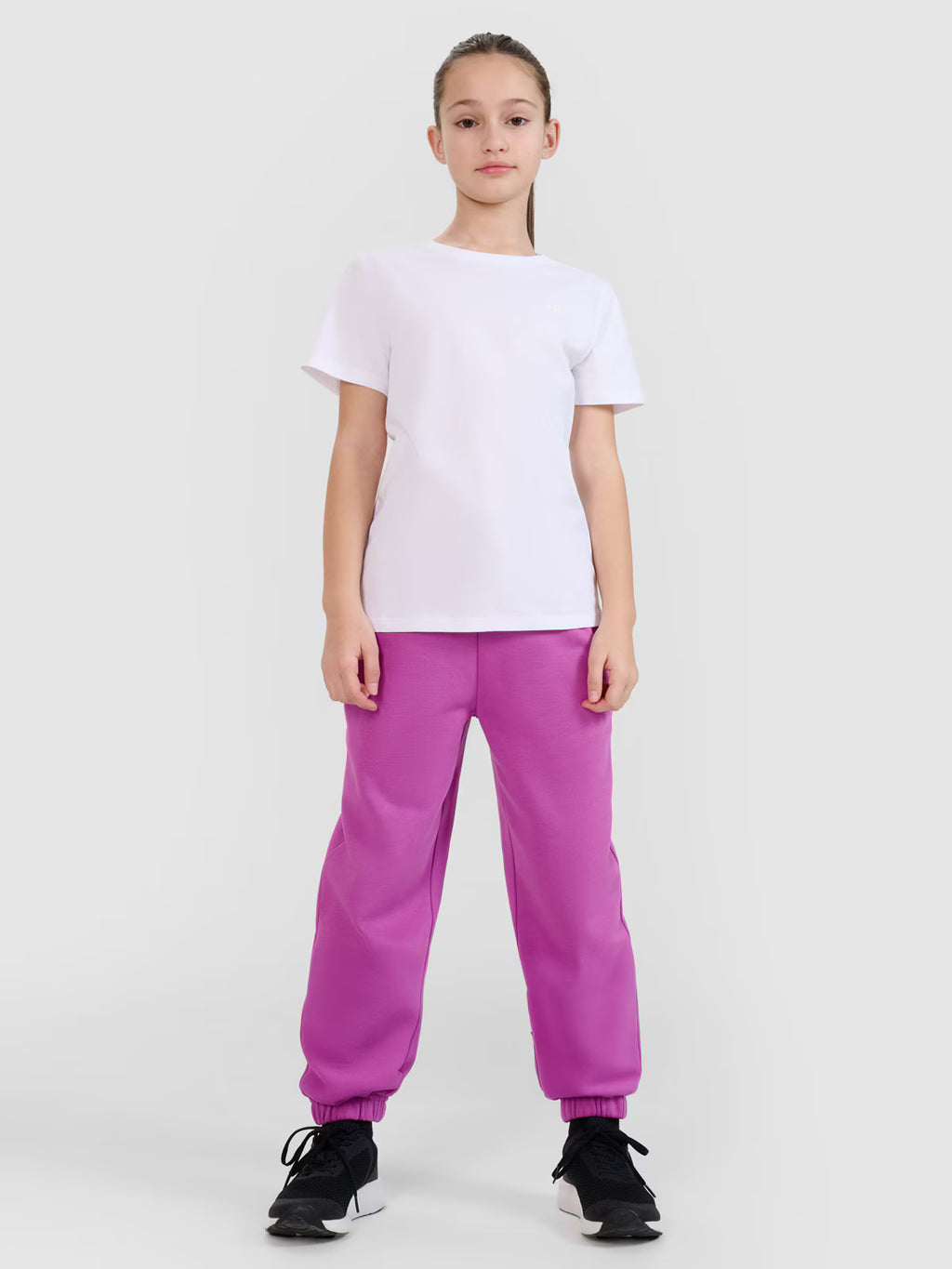 T-shirt regular gładki dziewczęcy