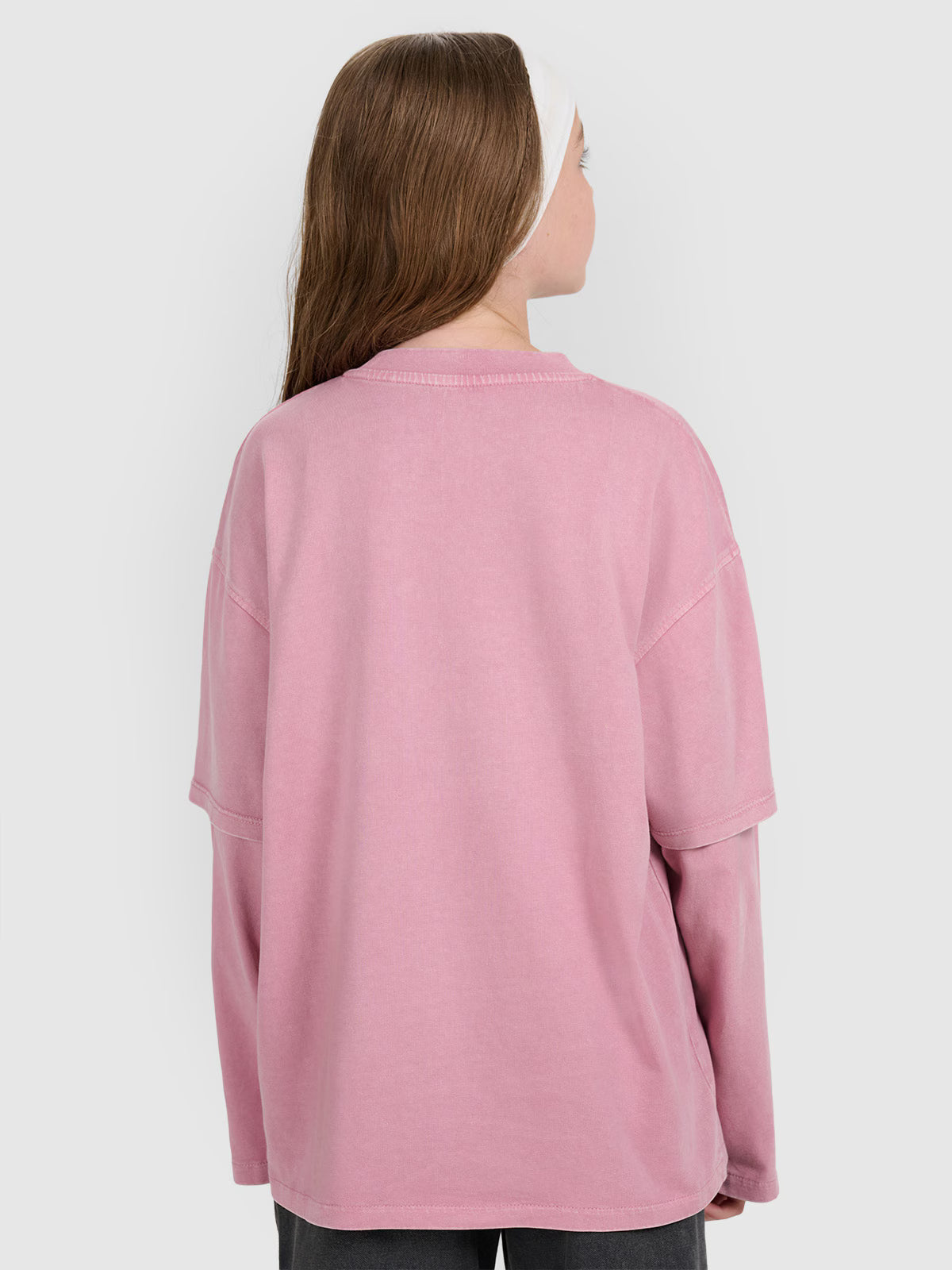 Longsleeve oversize z nadrukiem dziewczęcy