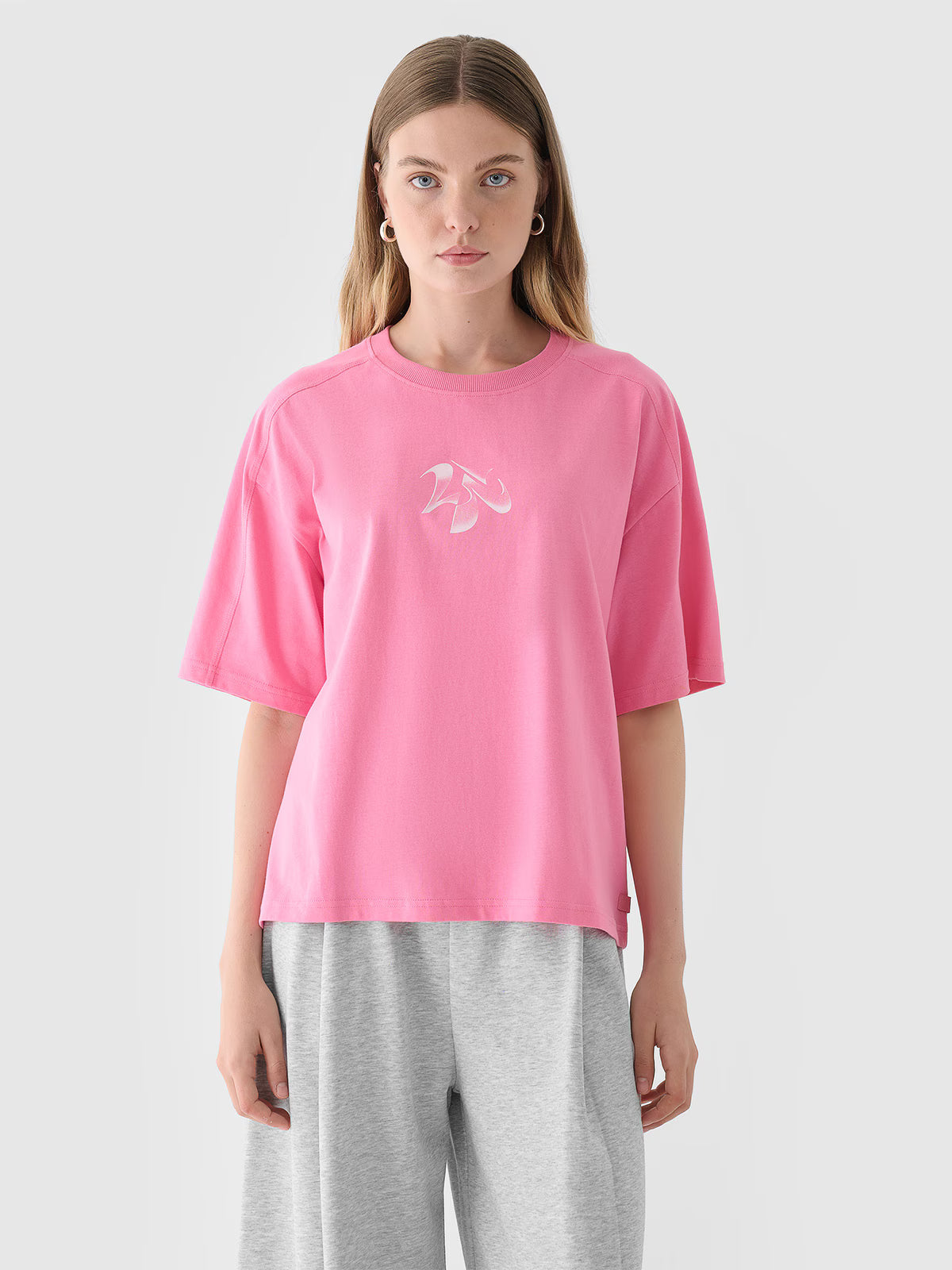 T-shirt oversize z nadrukiem damski