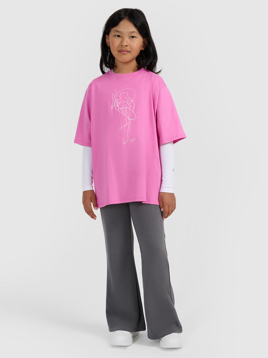 T-shirt oversize z nadrukiem dziewczęcy