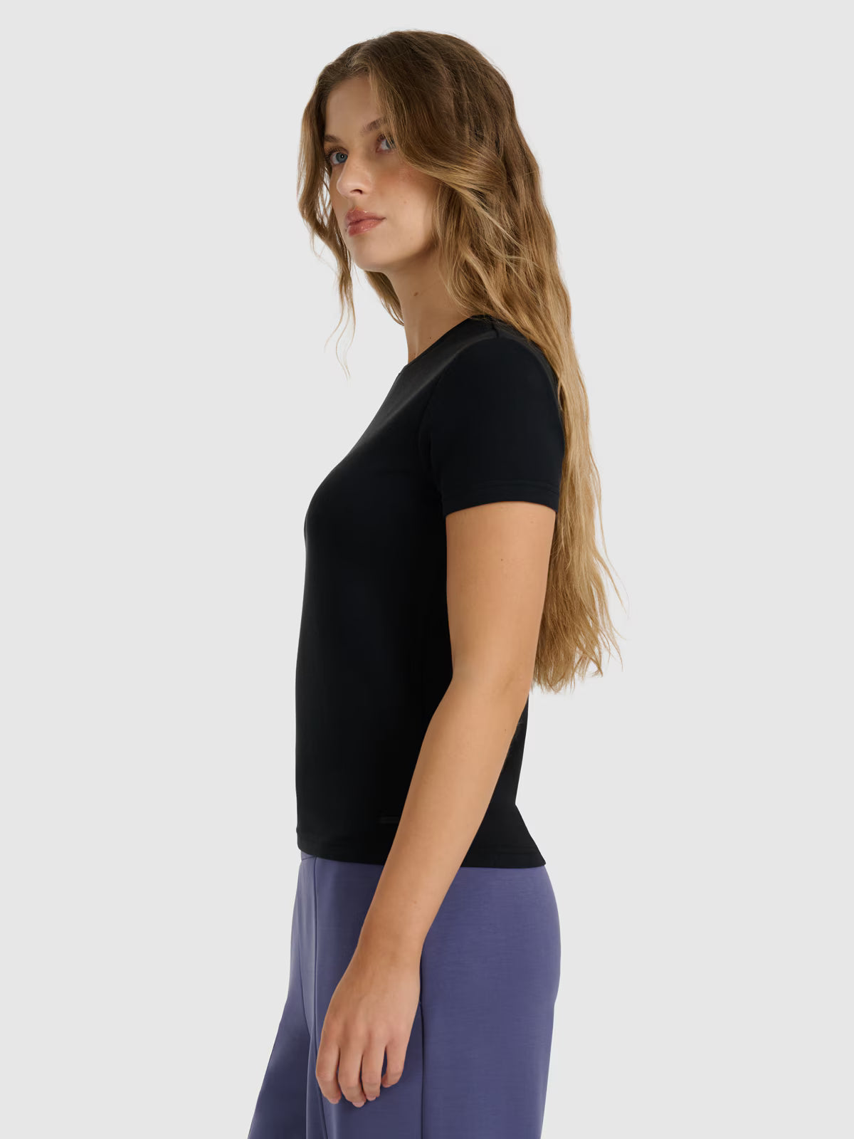 T-shirt z prążkowanej dzianiny z modalem damski
