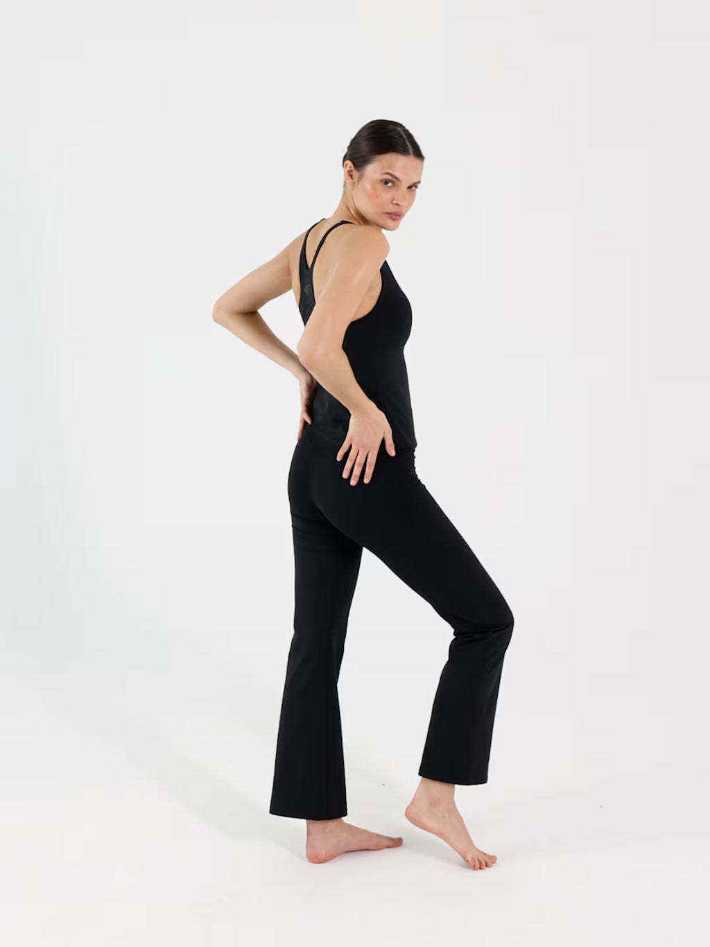 Legginsy do jogi i pilatesu z rozszerzanymi nogawkami damskie