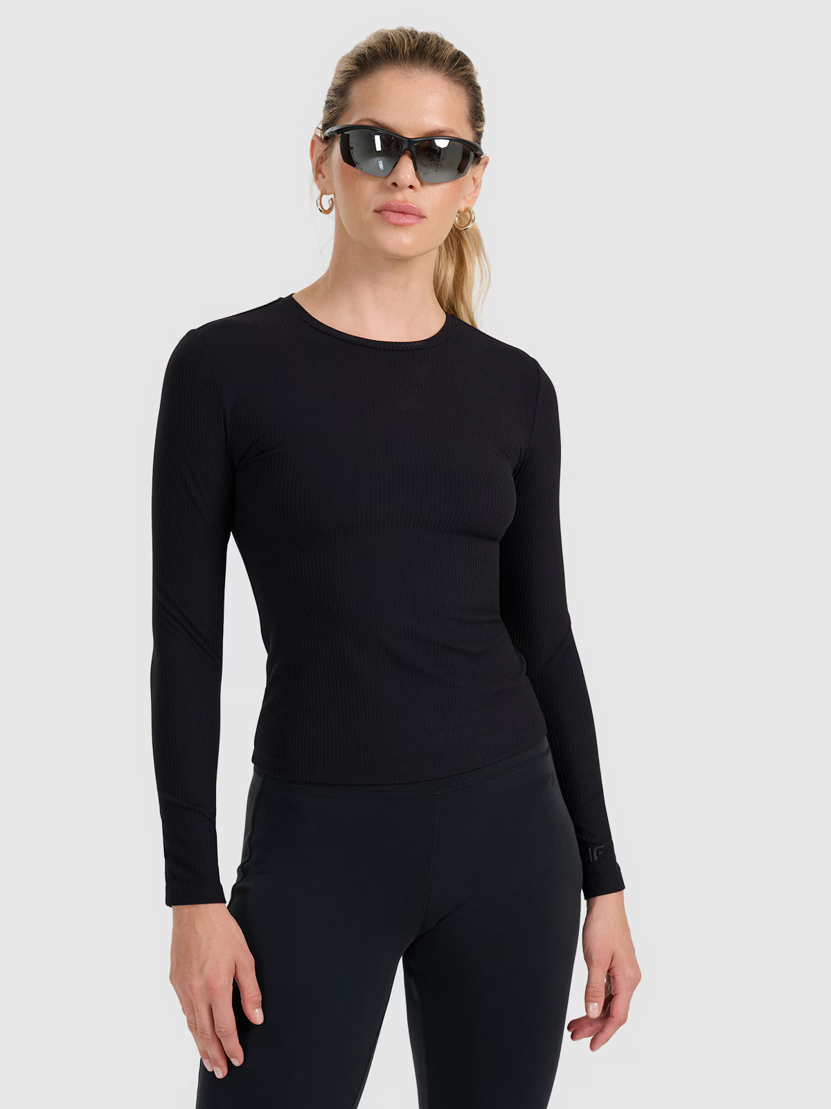 Longsleeve slim z prążkowanej dzianiny damski