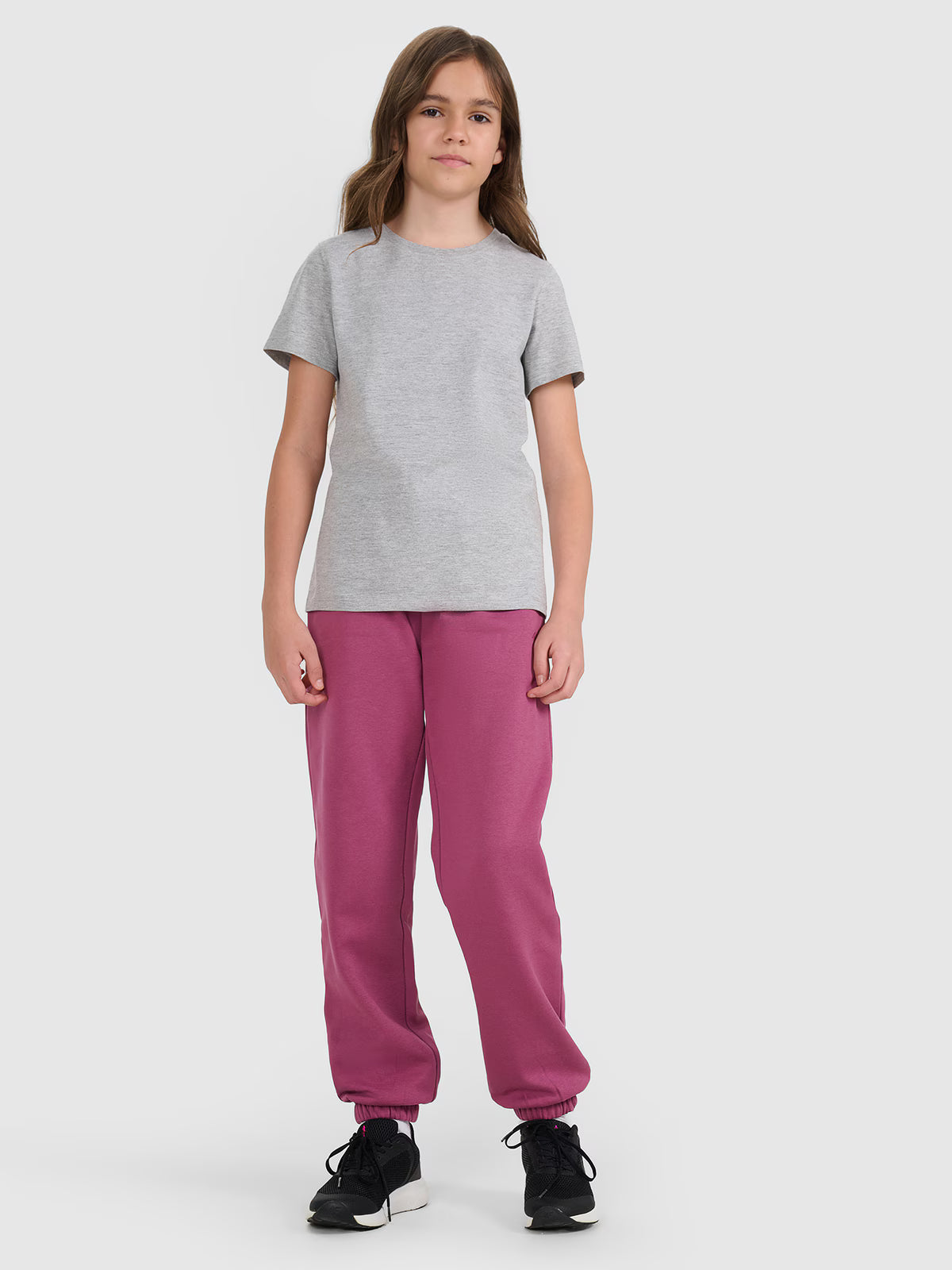 T-shirt regular gładki dziewczęcy