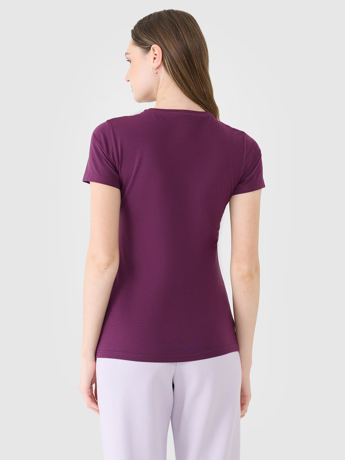 T-shirt slim gładki damski